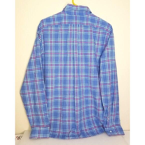 Vineyard Vines Slim Fit Tucker Shirt Button Plaid 100% Cotton Blue XL   B2 - Picture 2 of 5